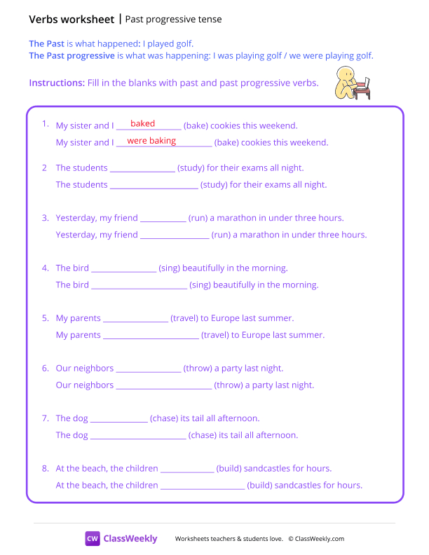 Past Progressive Tenses - Working worksheet preview