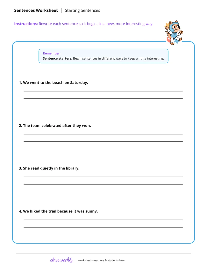 Starting sentences