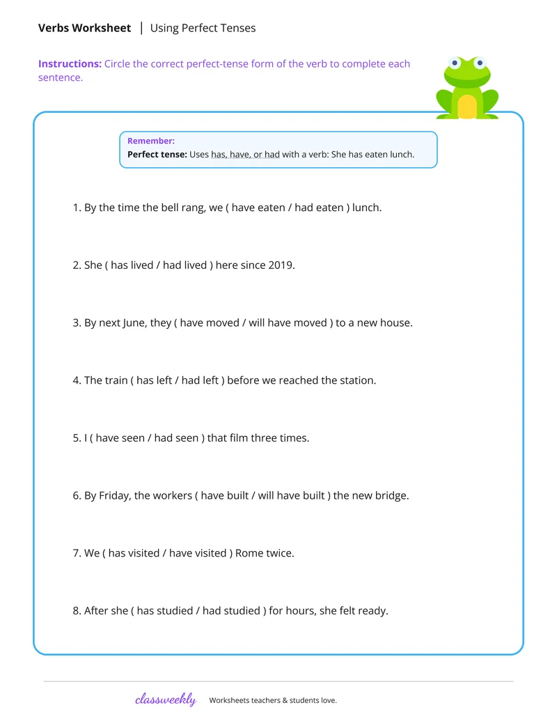 Using perfect tenses
