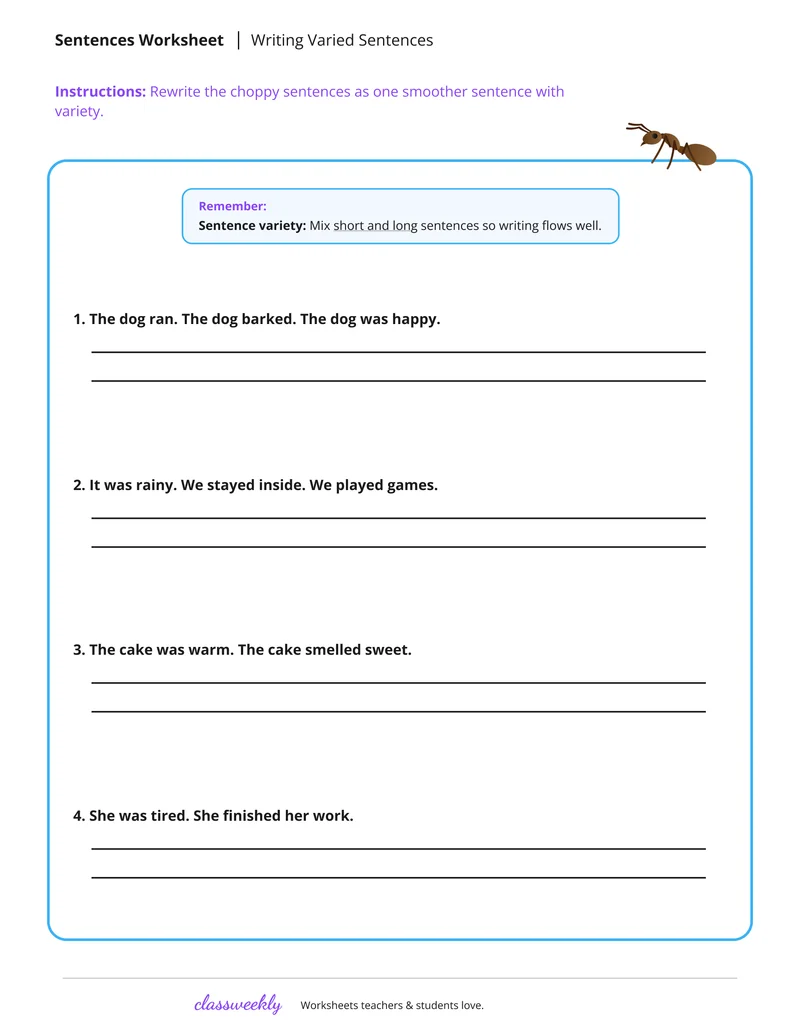 Writing varied sentences