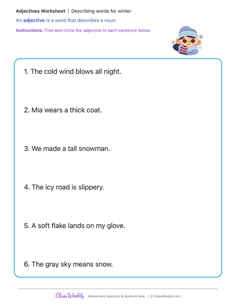 Describing words for winter
