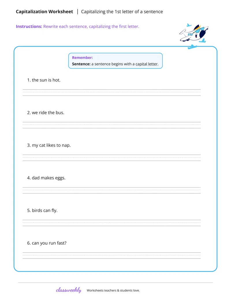 Capitalizing the 1st letter of a sentence