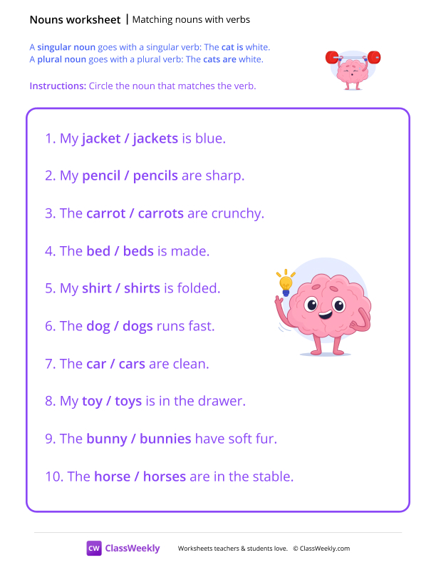 Matching Nouns With Verbs