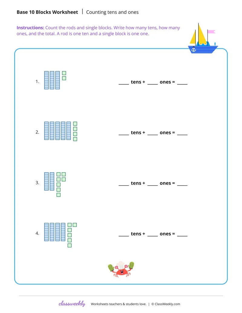 Counting using base 10 blocks