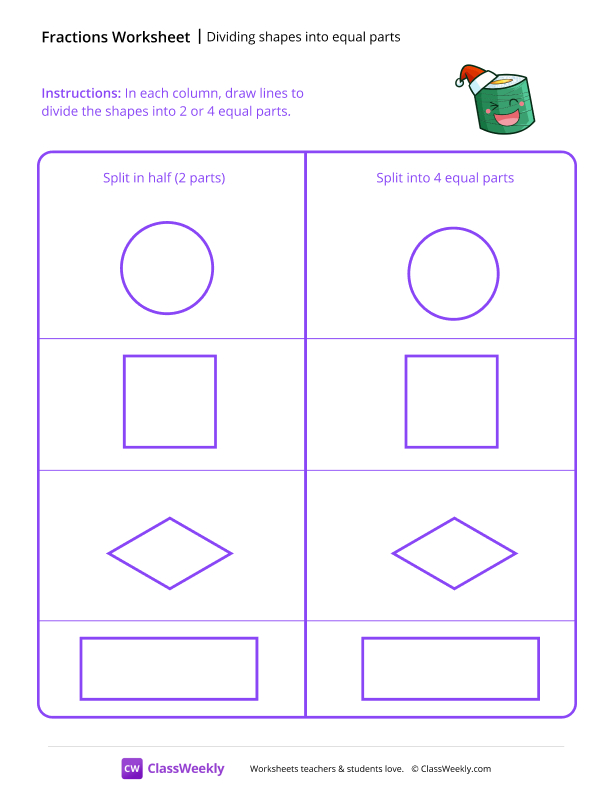 Dividing Shapes into Equal Parts