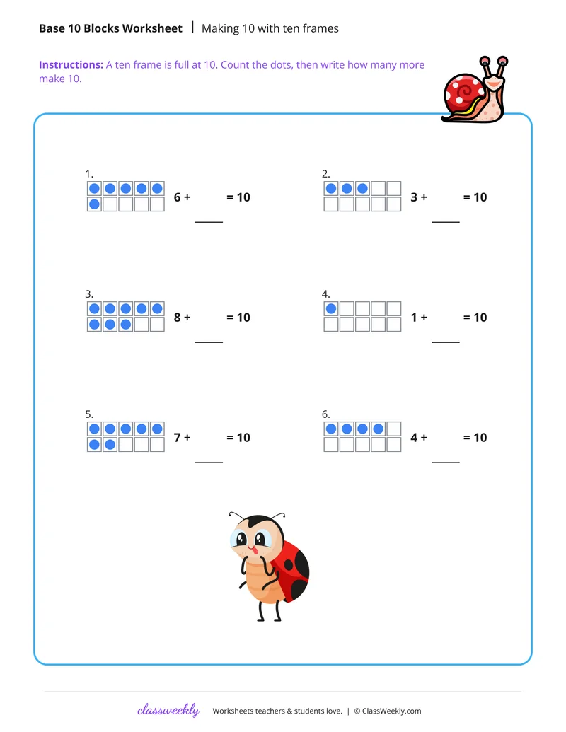 Making 10 with ten frames