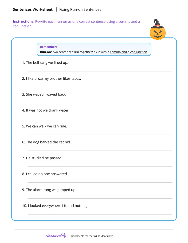 Fixing Run-on Sentences