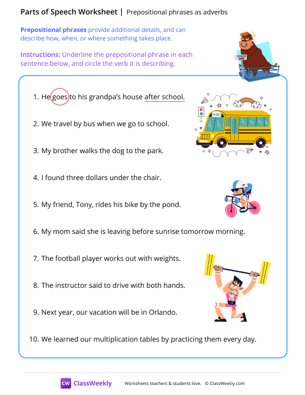 Prepositional phrases as adverbs