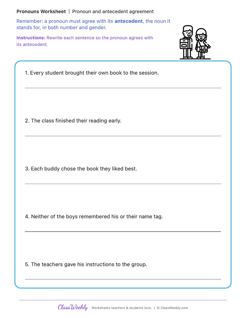 Pronoun and antecedent agreement