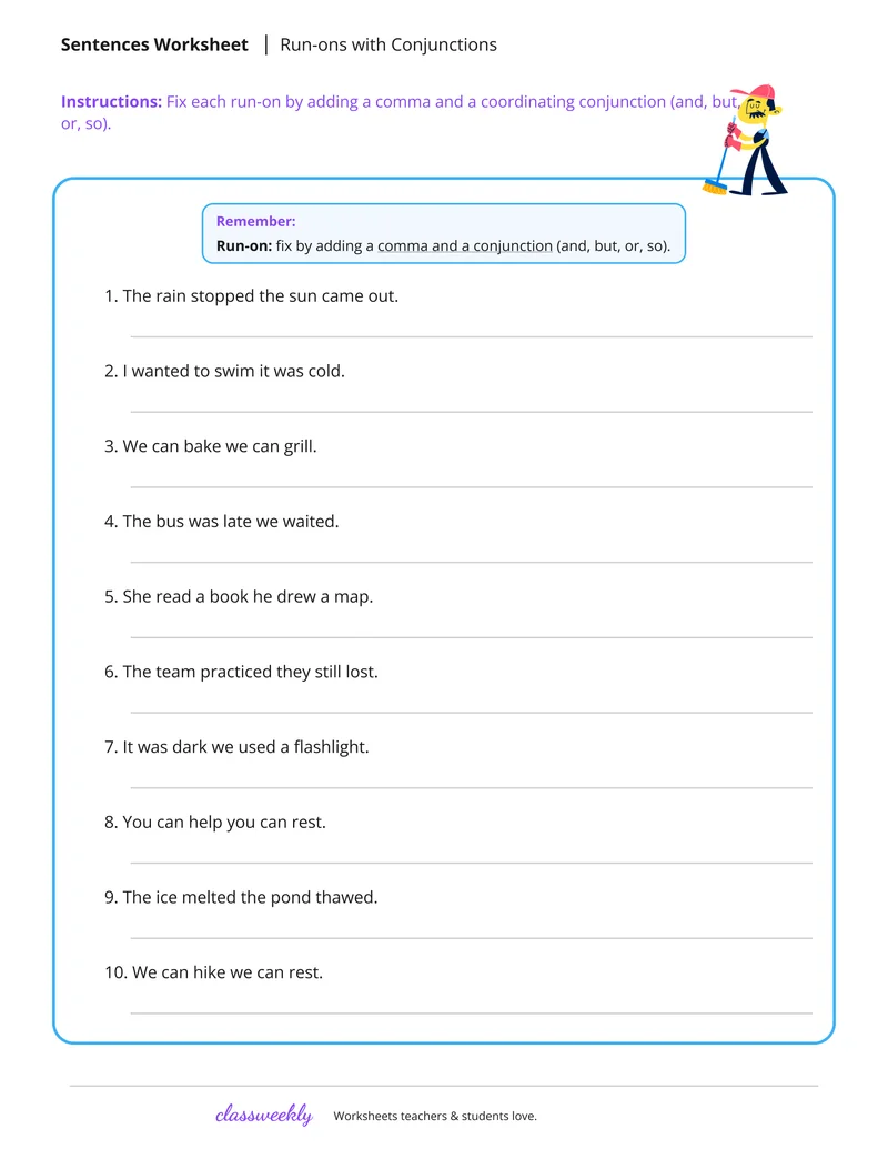 Run-ons with Conjunctions