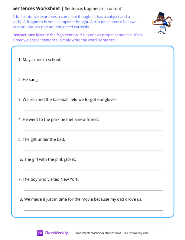 Fragment, sentence or run-on?
