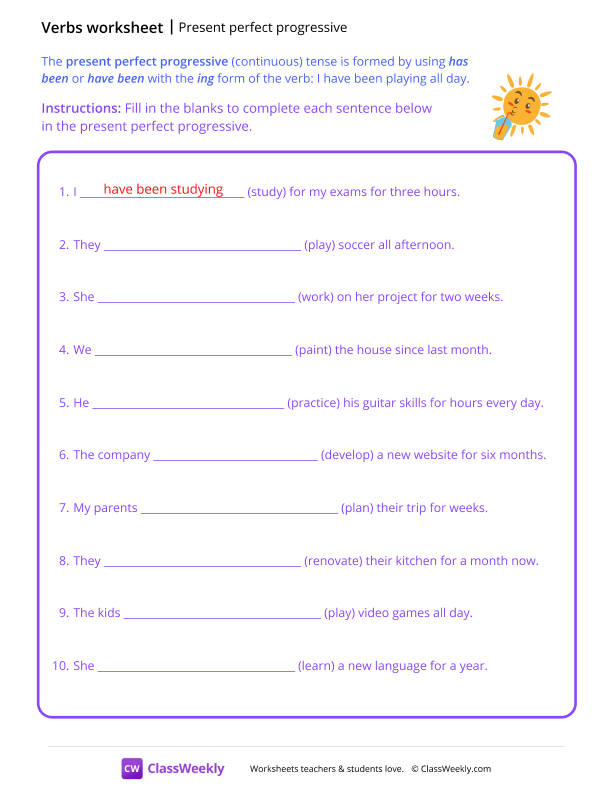 Present Perfect Progressive