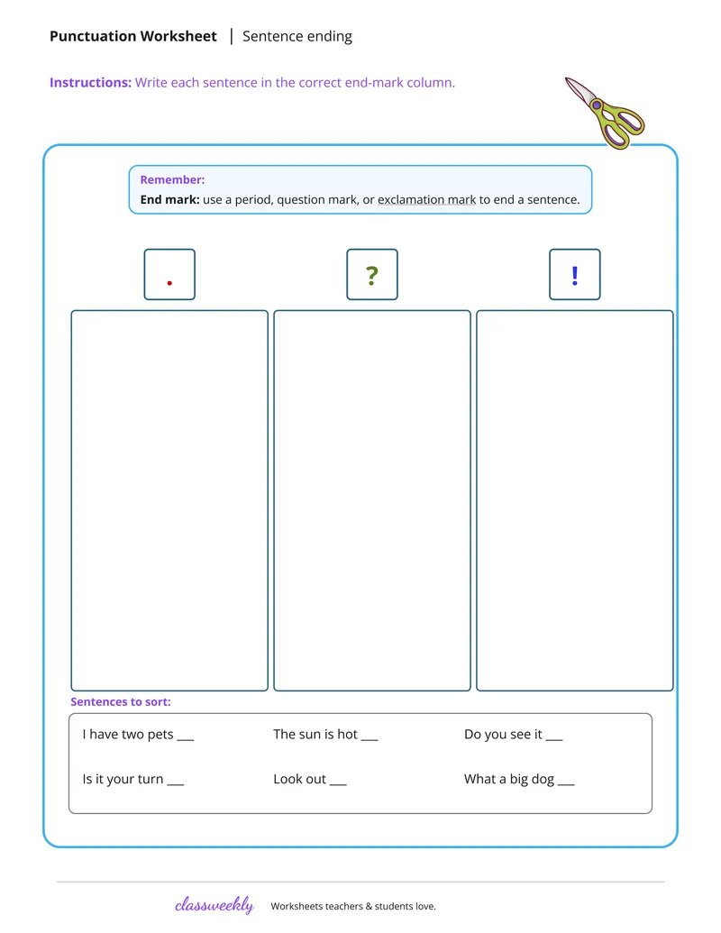 Sorting Sentence Endings