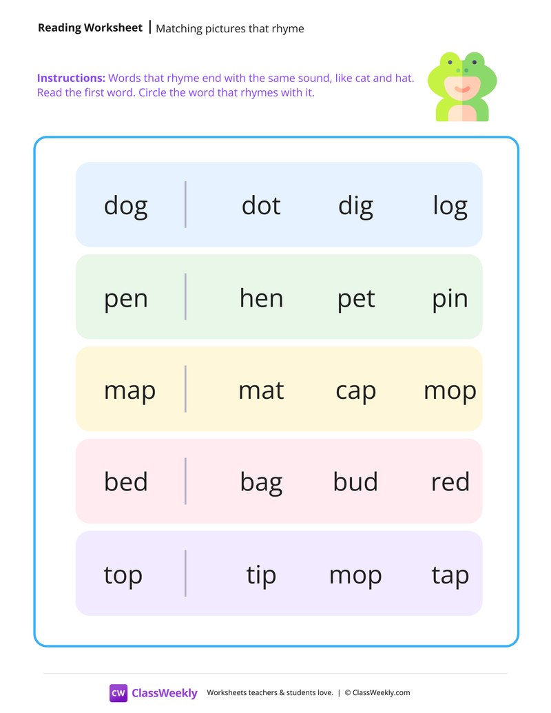 Circle Rhyming Pictures