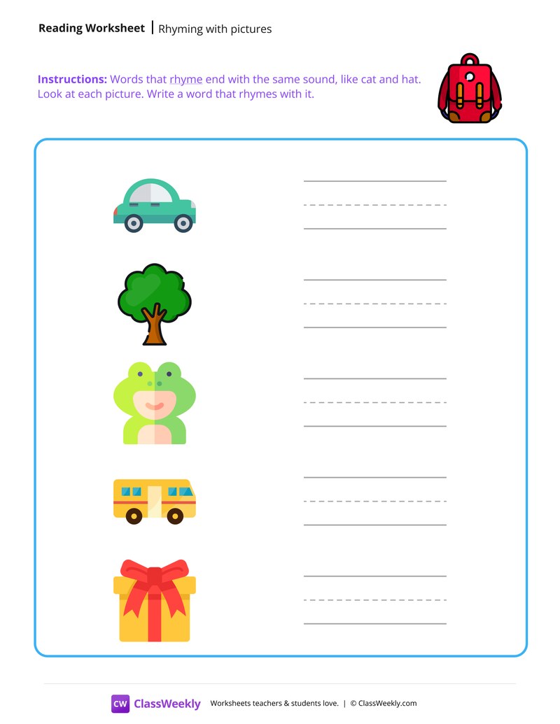 Match Rhyming Pictures