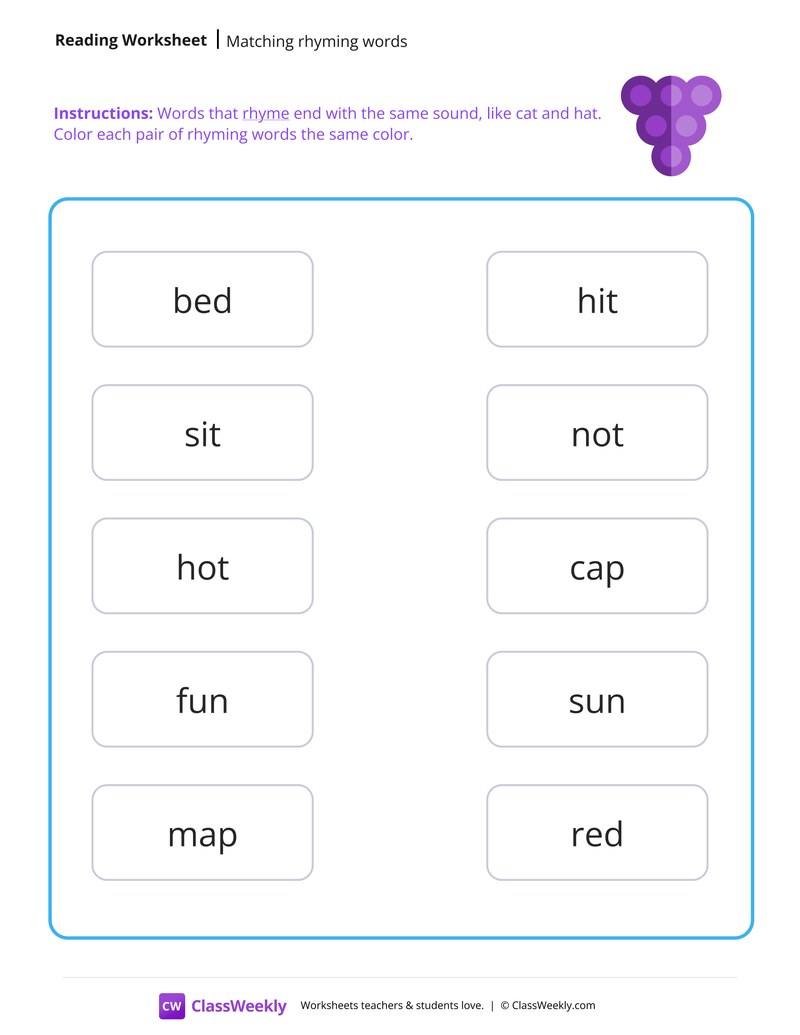 Match Rhyming Words