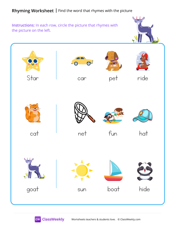 Find the word that rhymes with the picture - Goat