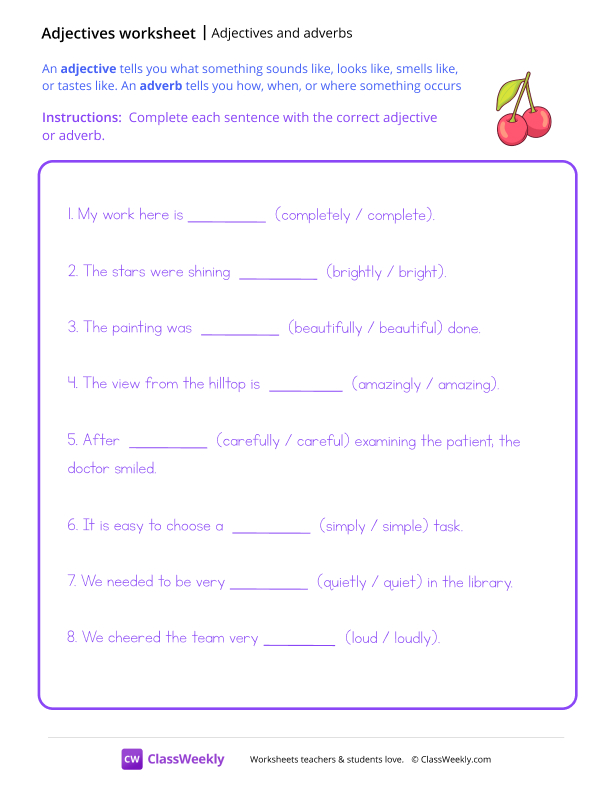 Adjectives and Adverbs - Cherry