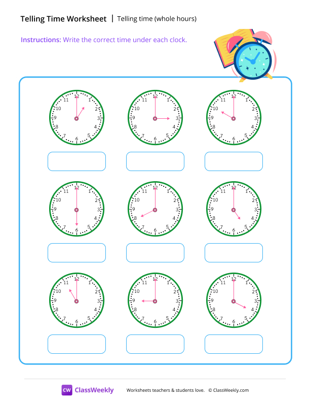 Telling time (whole hours) - Alarm