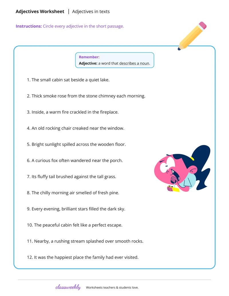 Adjectives in texts