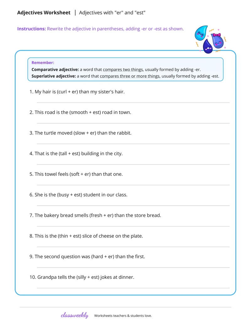 Adjectives with "er" and "est"