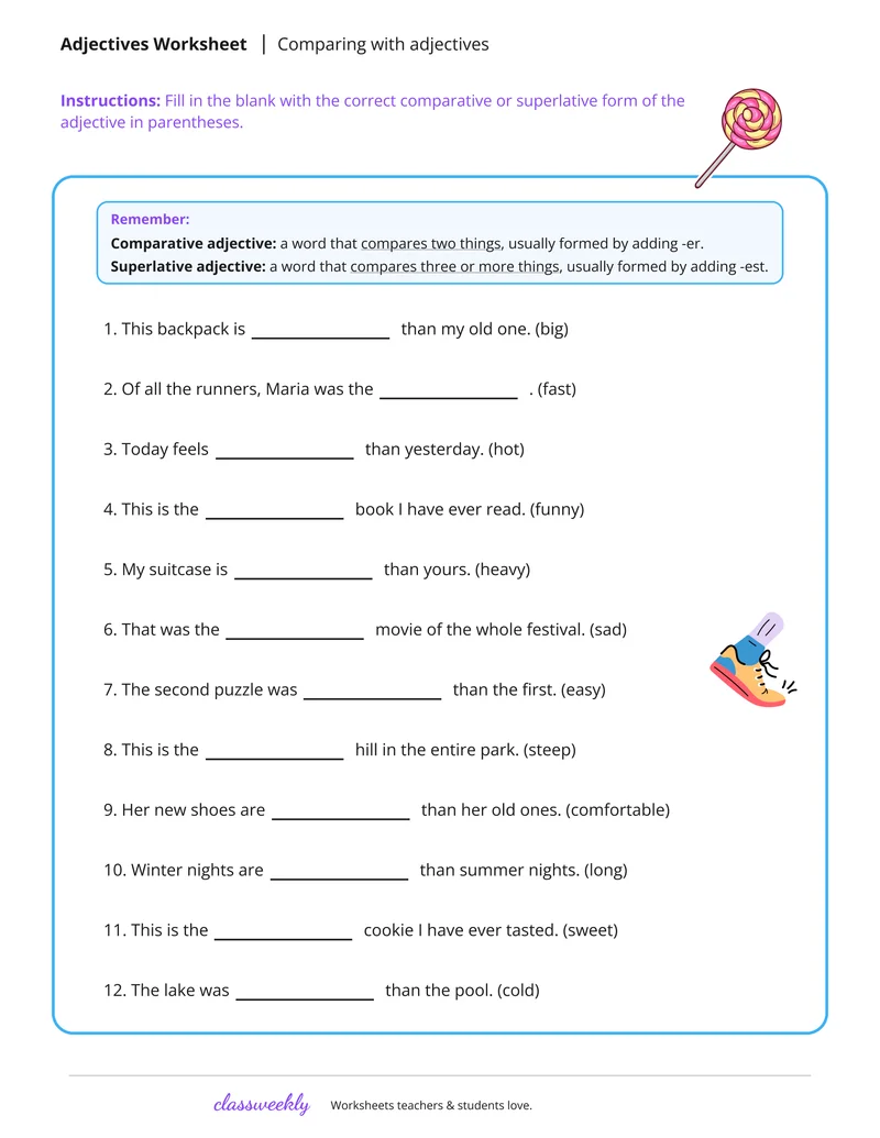 Comparing with adjectives