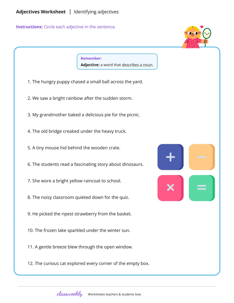 Identifying adjectives