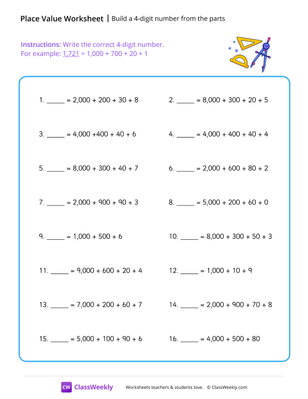 Build a 4-digit number from the parts - Measure