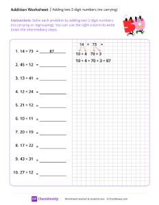 Adding two 2-digit Numbers (no carrying) - Fifty Friends | Worksheet ...