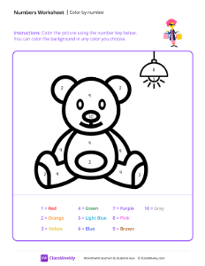 Color by Number (Teddy Bear) - Shopping | Worksheet | ClassWeekly.com