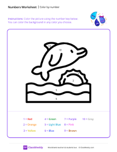 Color by Number (Dolphin) - Happy Drops | Worksheet | ClassWeekly.com