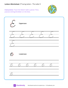 Cursive Letters (E) | Worksheet | ClassWeekly.com