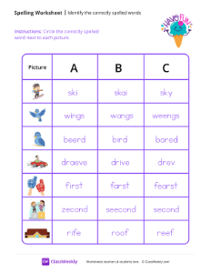 Identify The Correctly Spelled Words - Ice Cream | Worksheet ...