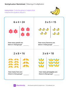 Meaning of multiplication - Bananas | Worksheet | ClassWeekly.com