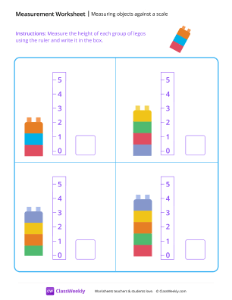 Measuring objects against a scale (height) - Lego Group | Worksheet ...