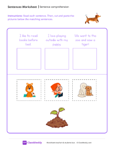 Read, Cut and Paste - Birthday Pup | Worksheet | ClassWeekly.com