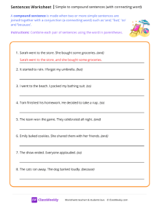 Simple to compound sentences (with connecting words) - Beach ...